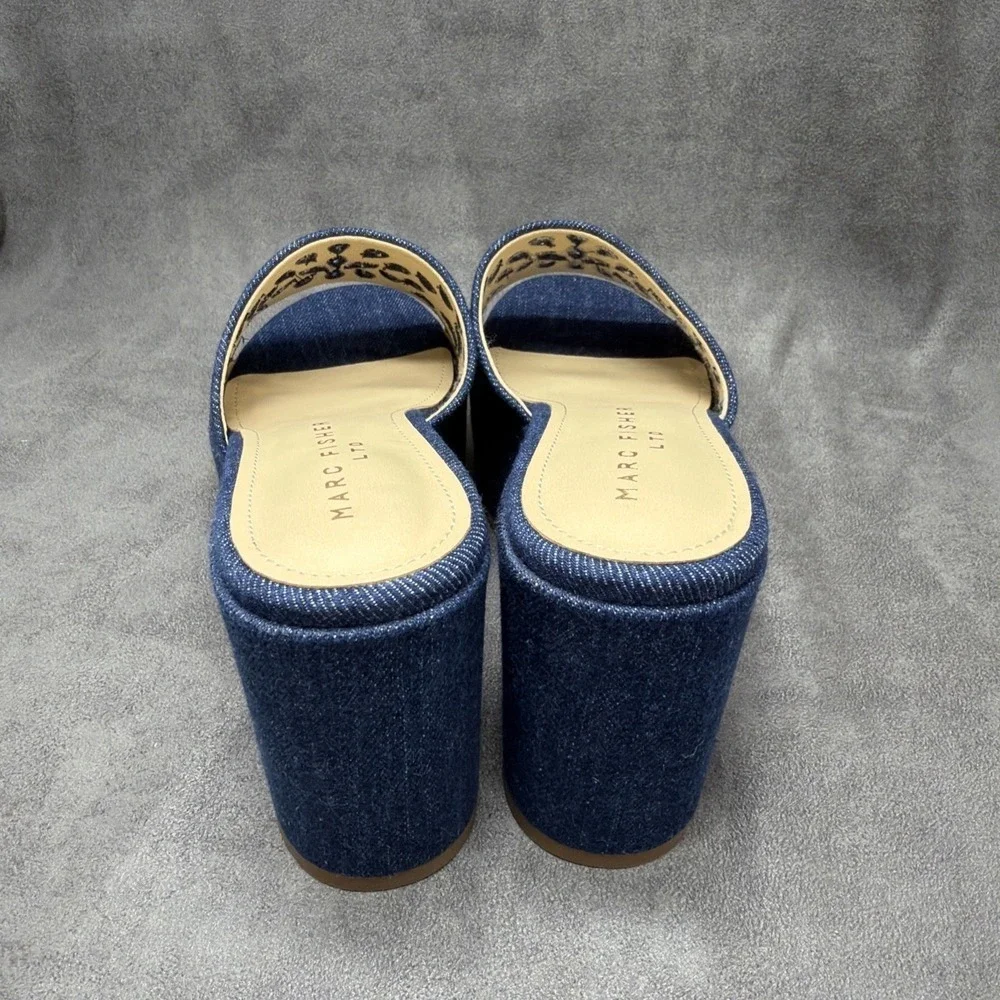 Marc Fisher LTD Platform Mules Foreva Dark Blue Size 6